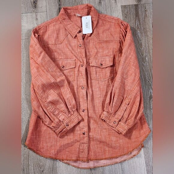 NWT IVY jane Denim Snap Shirt size S - Picture 5 of 9